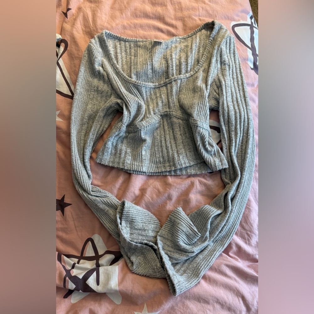 Gray Ribbed Women's Sweater